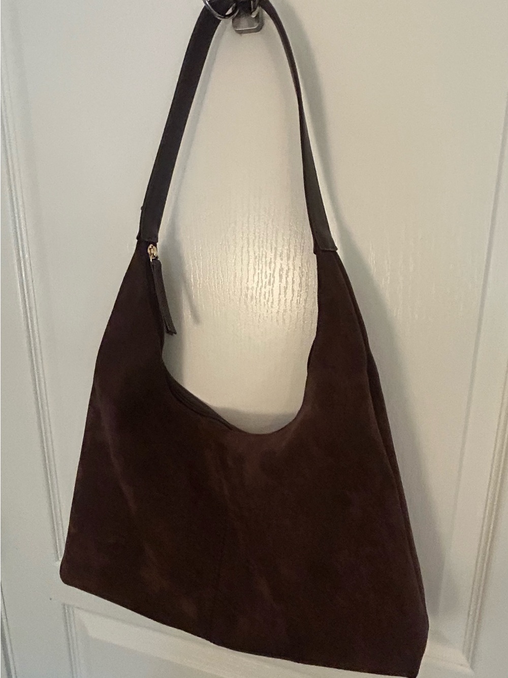 Target Suede Look Shoulder Bag in Dark Brown